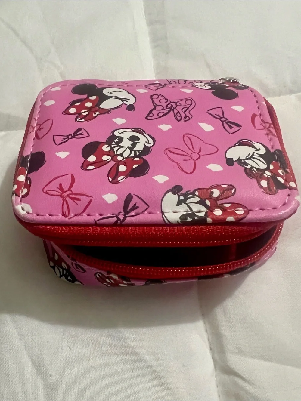 Disney Pink Minnie Mouse Coin Purse with Red Zipper